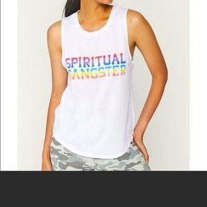 Spiritual Gangster Rainbow Active Muscle Tee, Medium